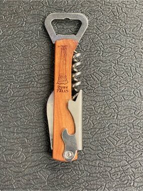 Engraved Wood Handle Bottle Opener Multi-Tool - Brown RUBY FALLS - LISA